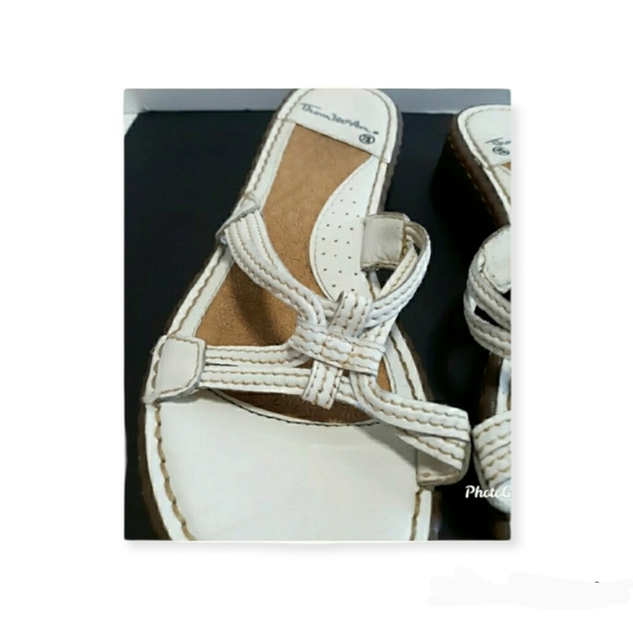 Womens thom macan White wedge Heel size 7.5 Sandals slip on shoes - Picture 4 of 12